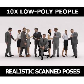 10x LOW POLY BUSINESS PEOPLE VOL01 CROWD 3D model